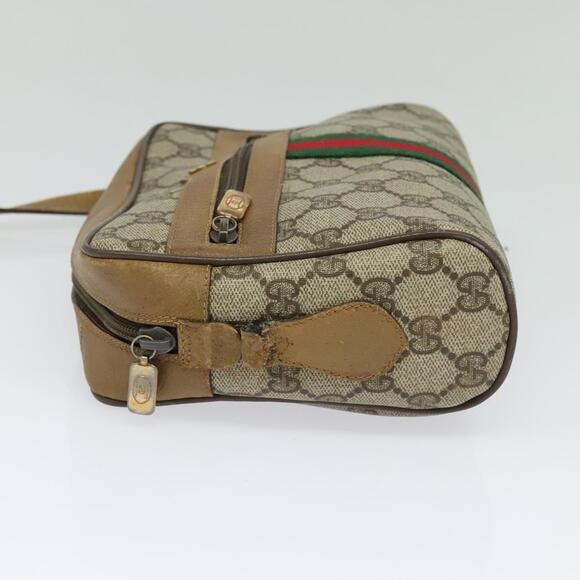 GUCCI GG Supreme Web Sherry Line Bag Pvc Beige Gold 68 02 004